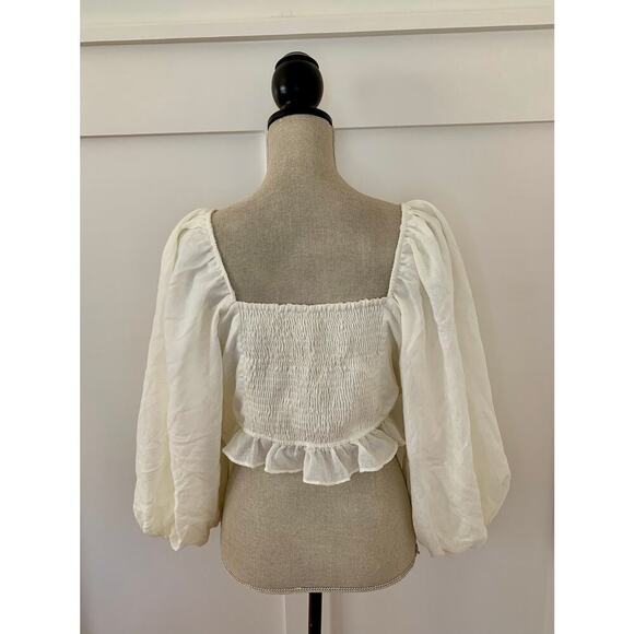 Show Me Your Mumu Jenna Top in Cream Size XXL Cropped Stretch Lined Ruffle Party - Picture 2 of 3